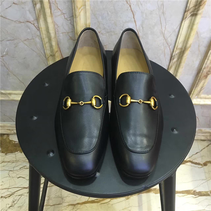 Gucci Jordaan Black Leather Loafers - 