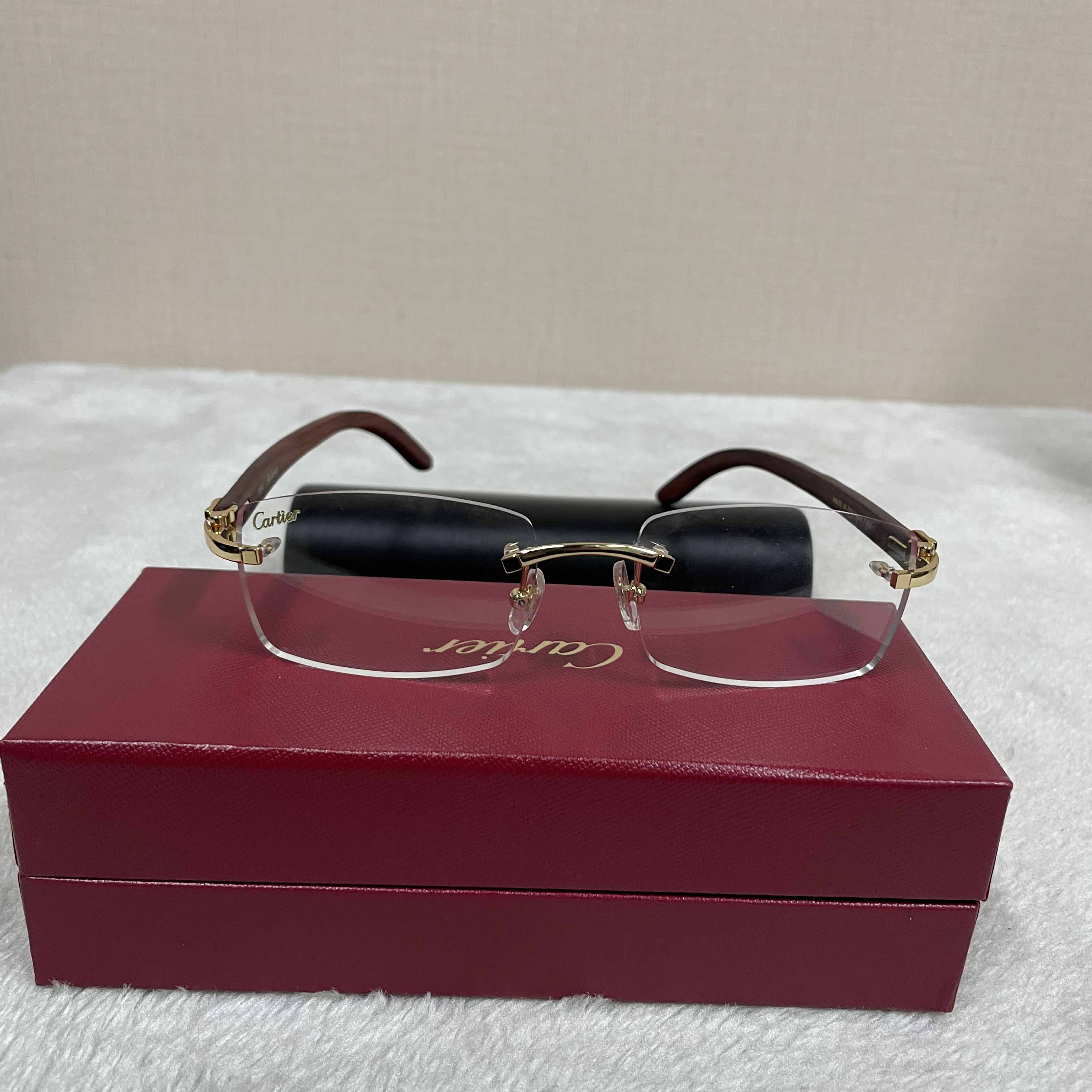 Cartier T8100905 Wood Engraving Eyeglasses Gold - DesignerGu