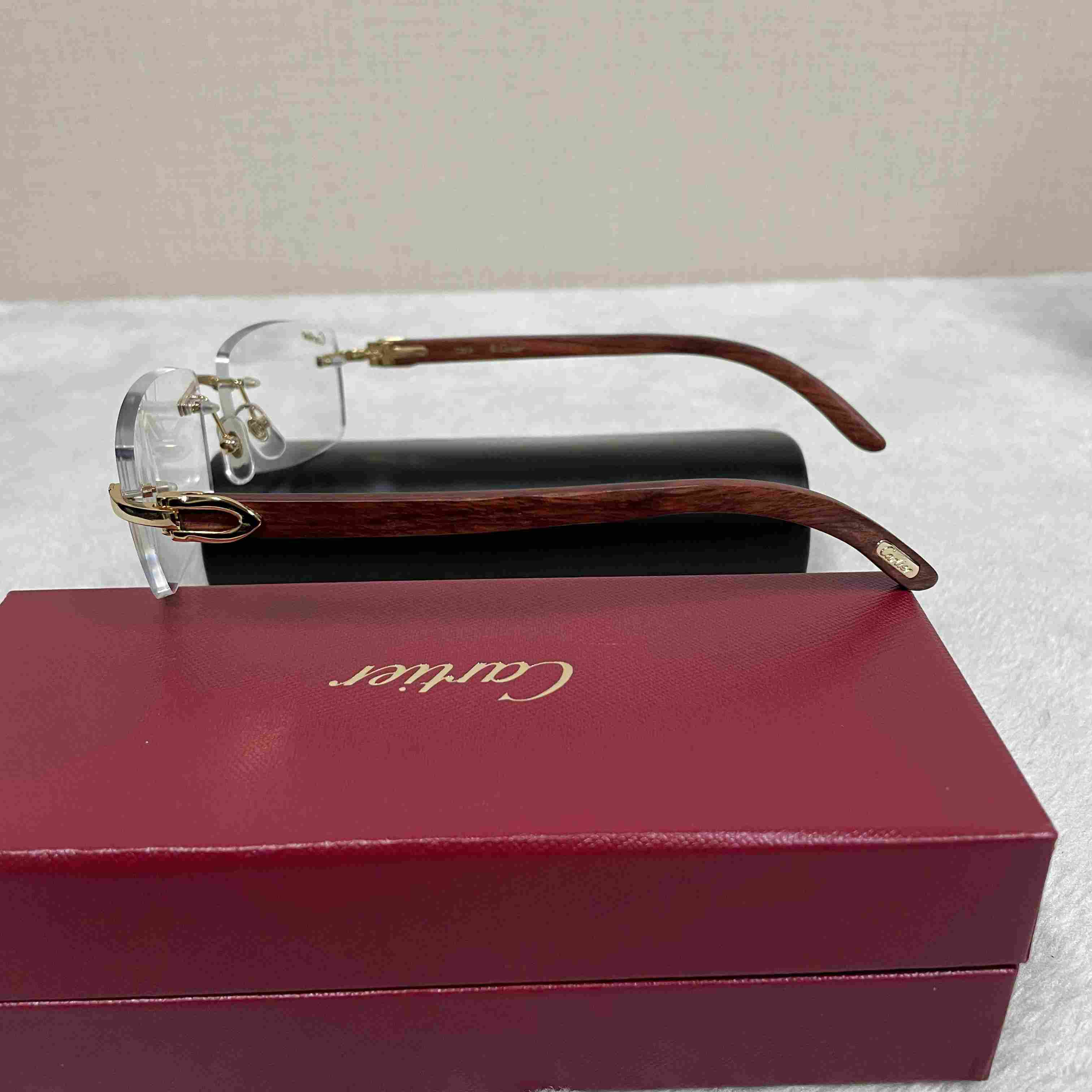 Cartier T8100905 Wood Engraving Eyeglasses Gold - DesignerGu