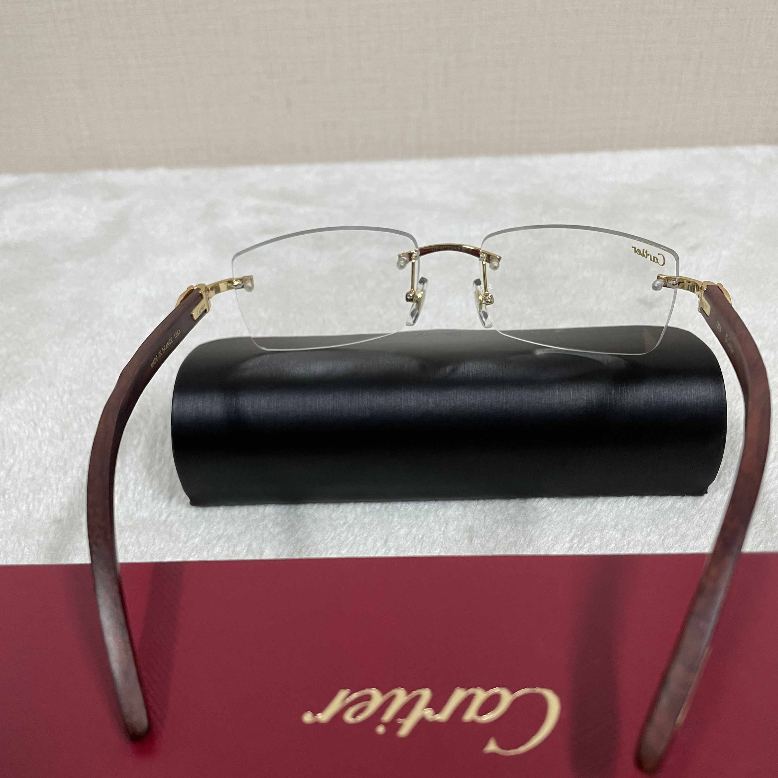 Cartier T8100905 Wood Engraving Eyeglasses Gold - DesignerGu