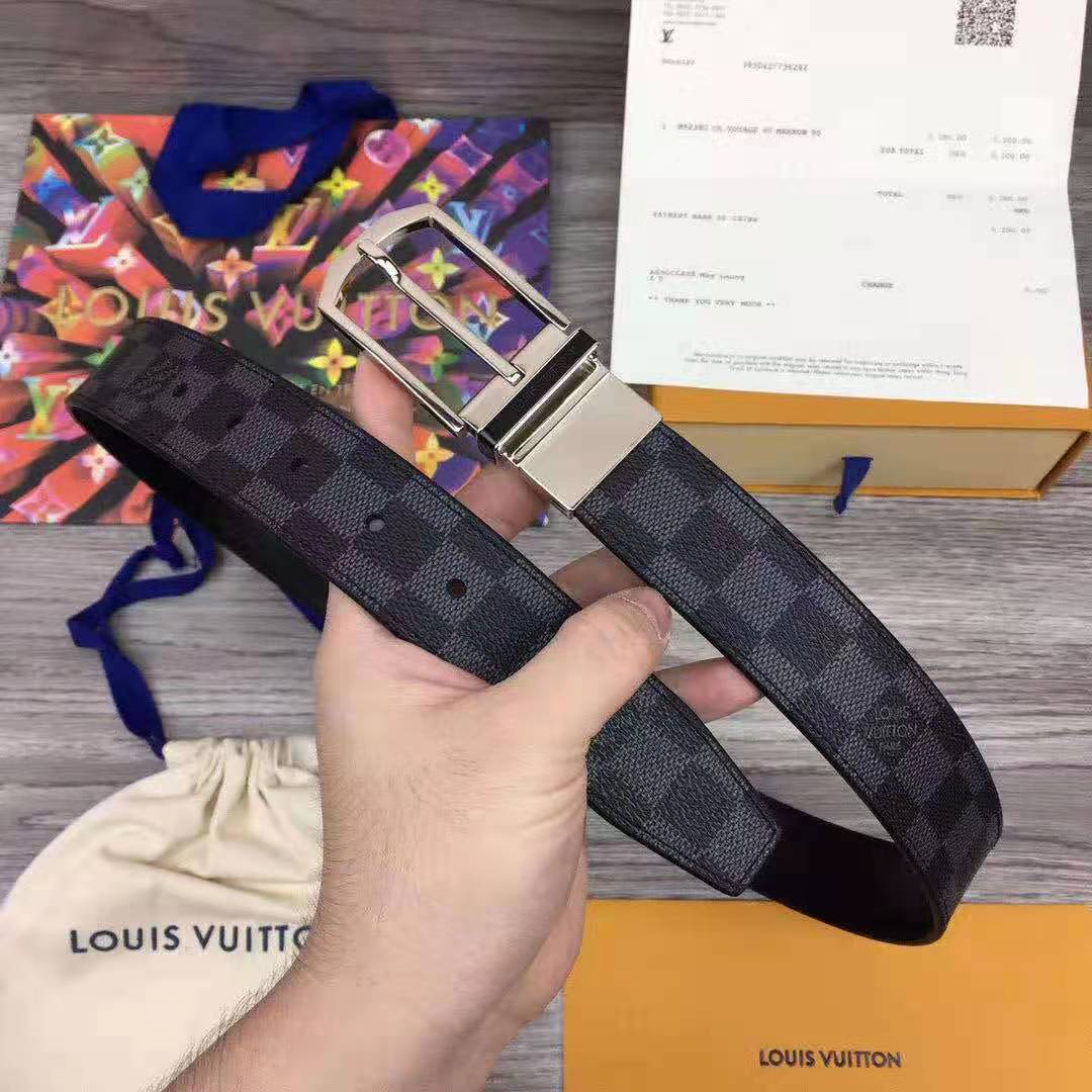 Louis Vuitton Monogram Belt With Silver Buckle - 