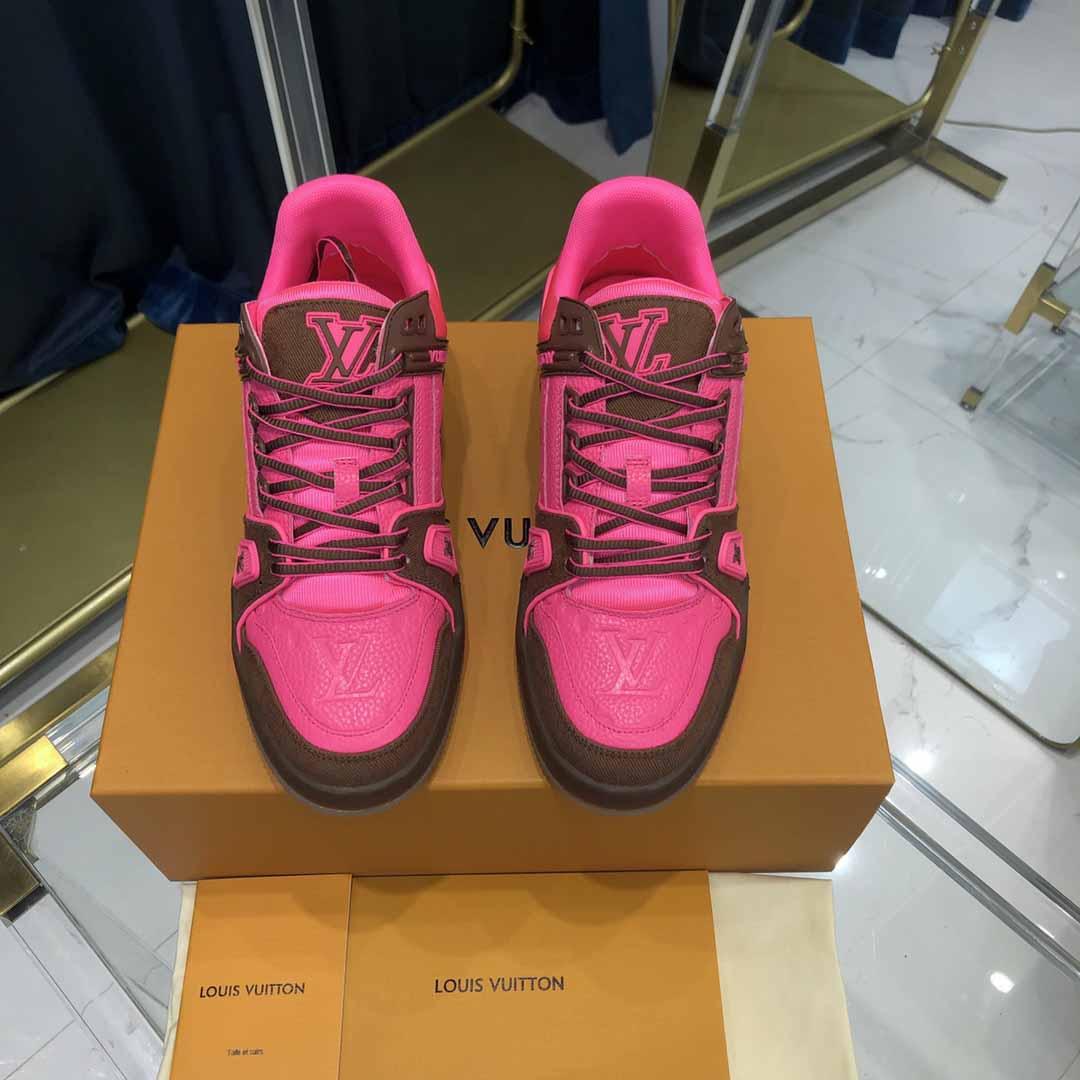 Louis Vuitton Trainer Sneaker Pink - DesignerGu