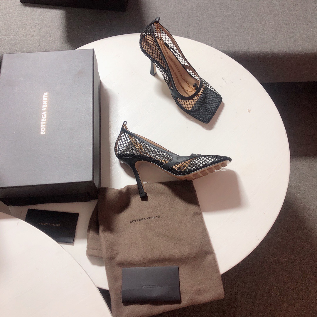Bottega Veneta leather-trimmed mesh Heels - 