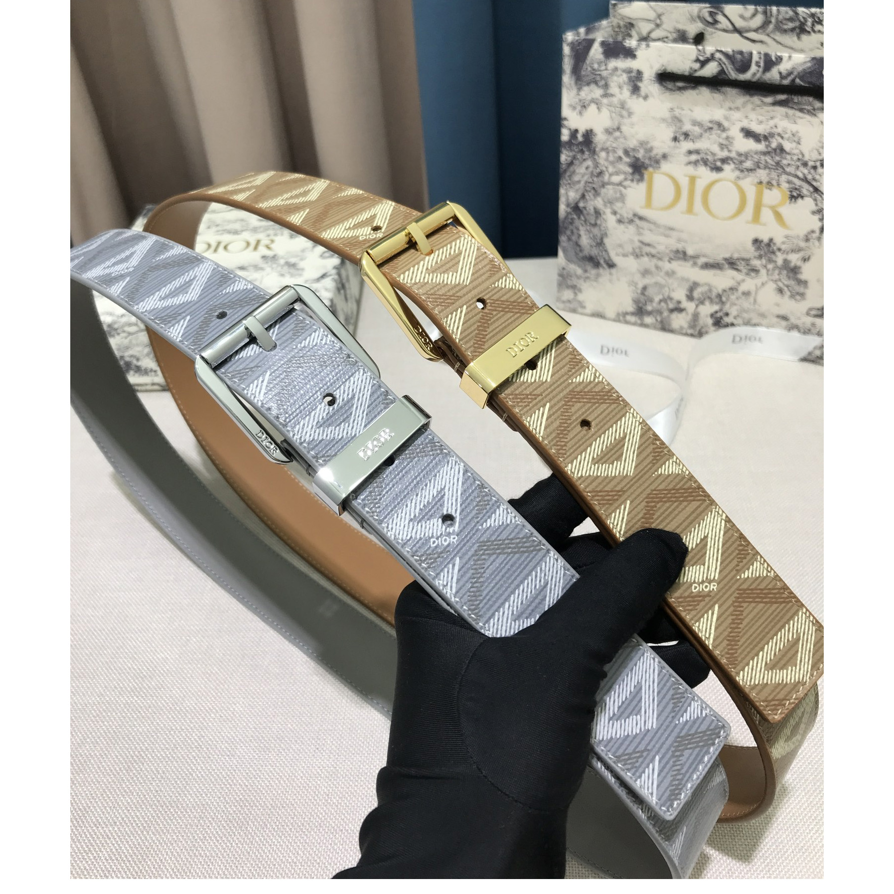 Dior CD Diamond Print  35mm Belt  - 