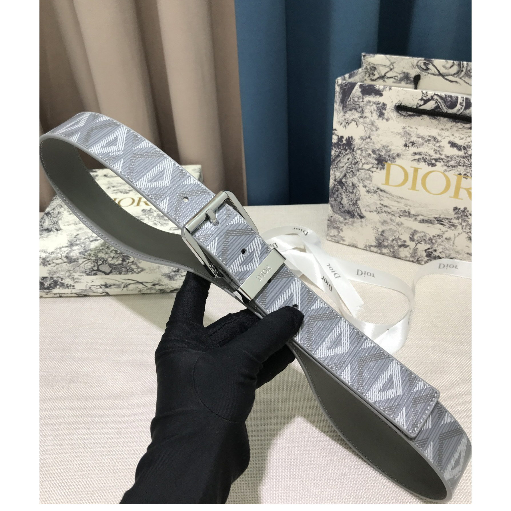 Dior CD Diamond Print  35mm Belt  - 