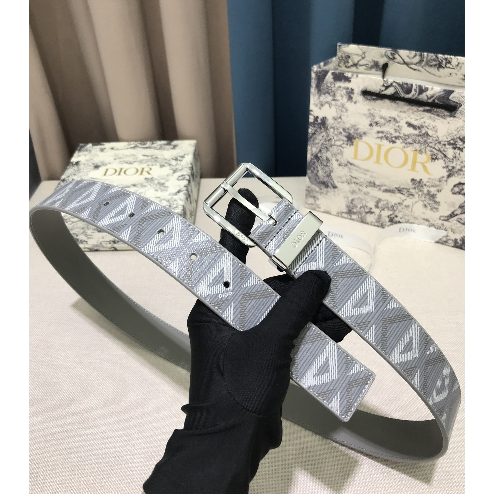 Dior CD Diamond Print  35mm Belt  - 