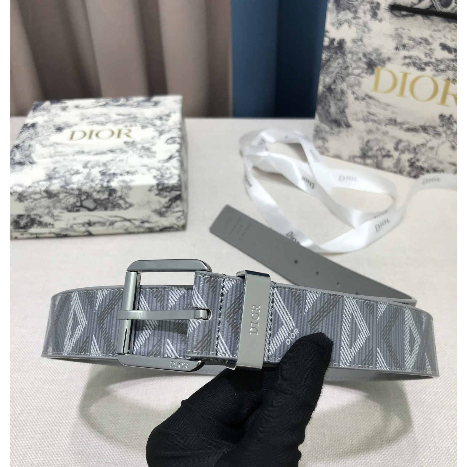 Dior CD Diamond Print  35mm Belt  - 