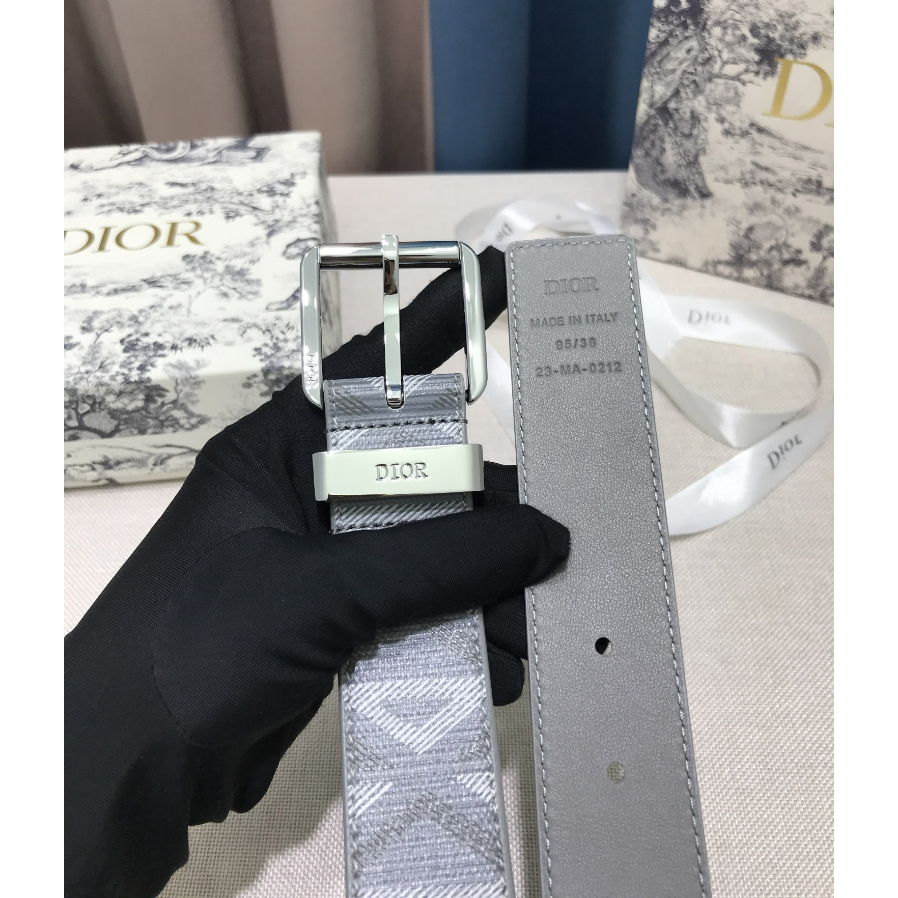 Dior CD Diamond Print  35mm Belt  - 