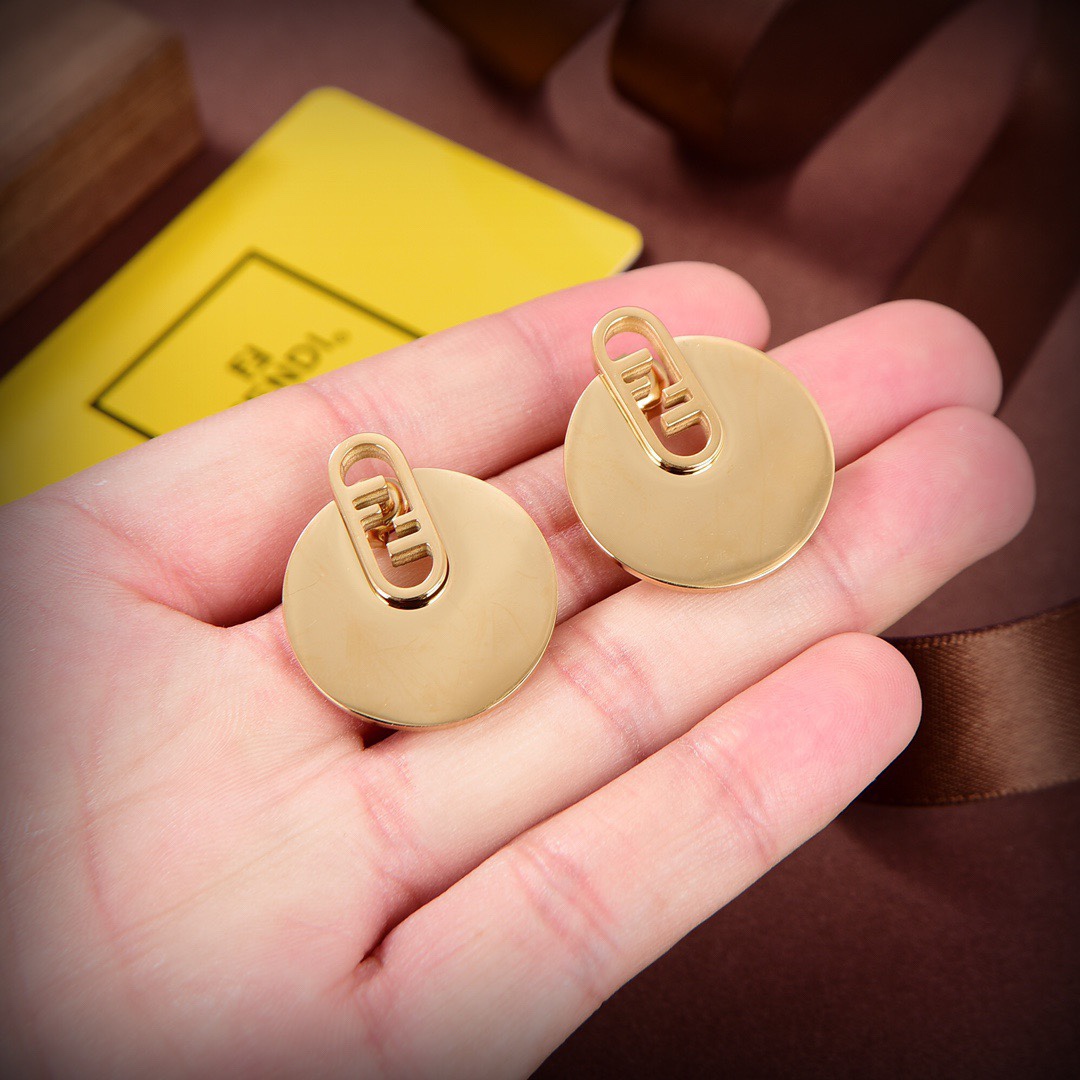 Fendi O’Lock Gold-Coloured Earrings - DesignerGu