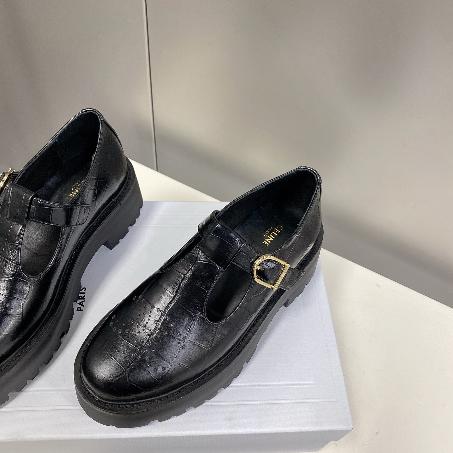 Celine Bulky Triomphe Perforated Babies In Crocodile Stamped Calfskin - DesignerGu