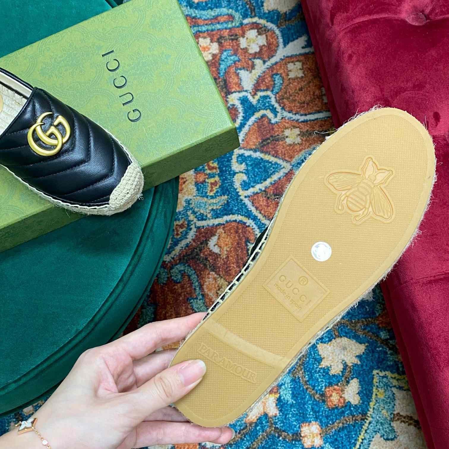 Gucci Leather Espadrille With Double G - 