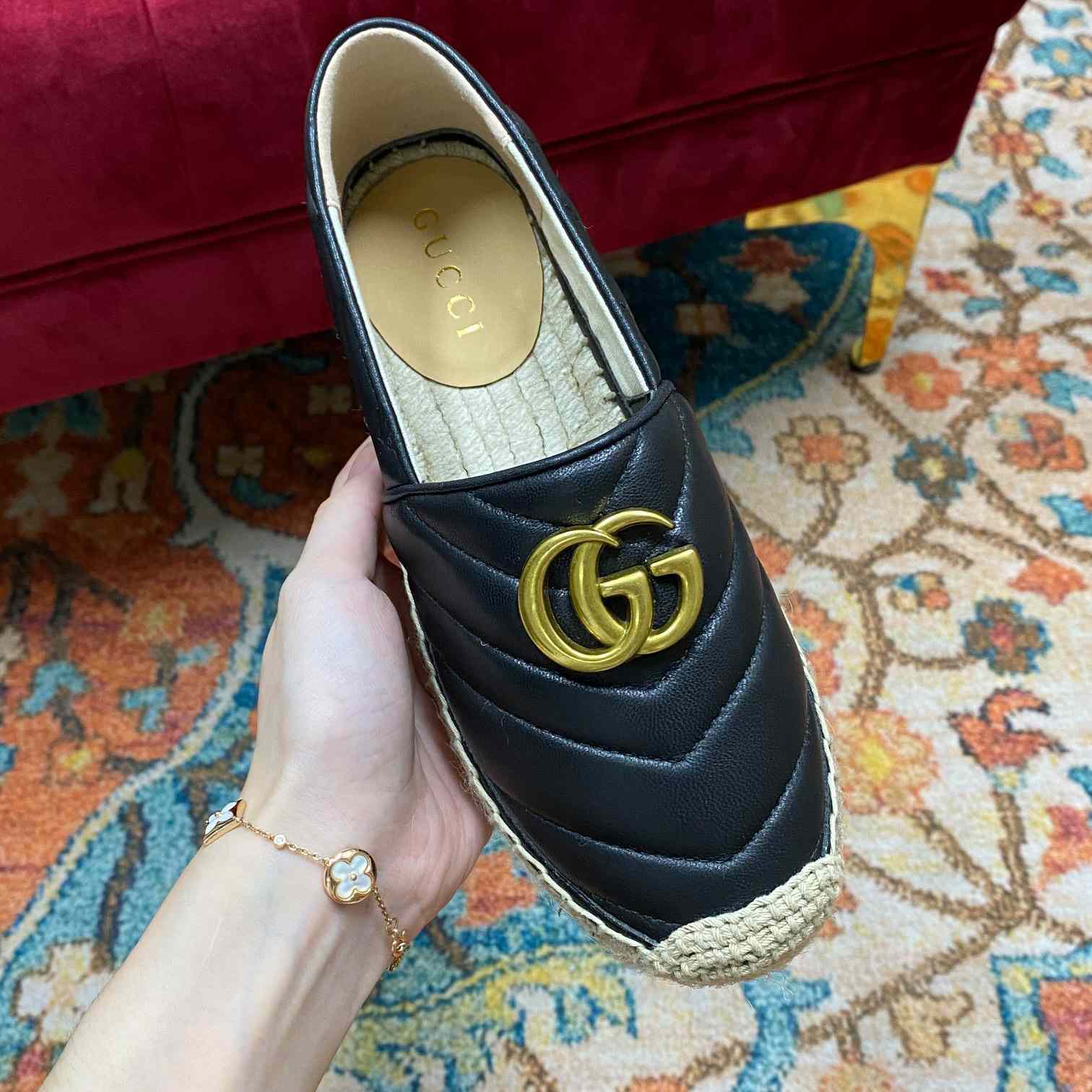 Gucci Leather Espadrille With Double G - 