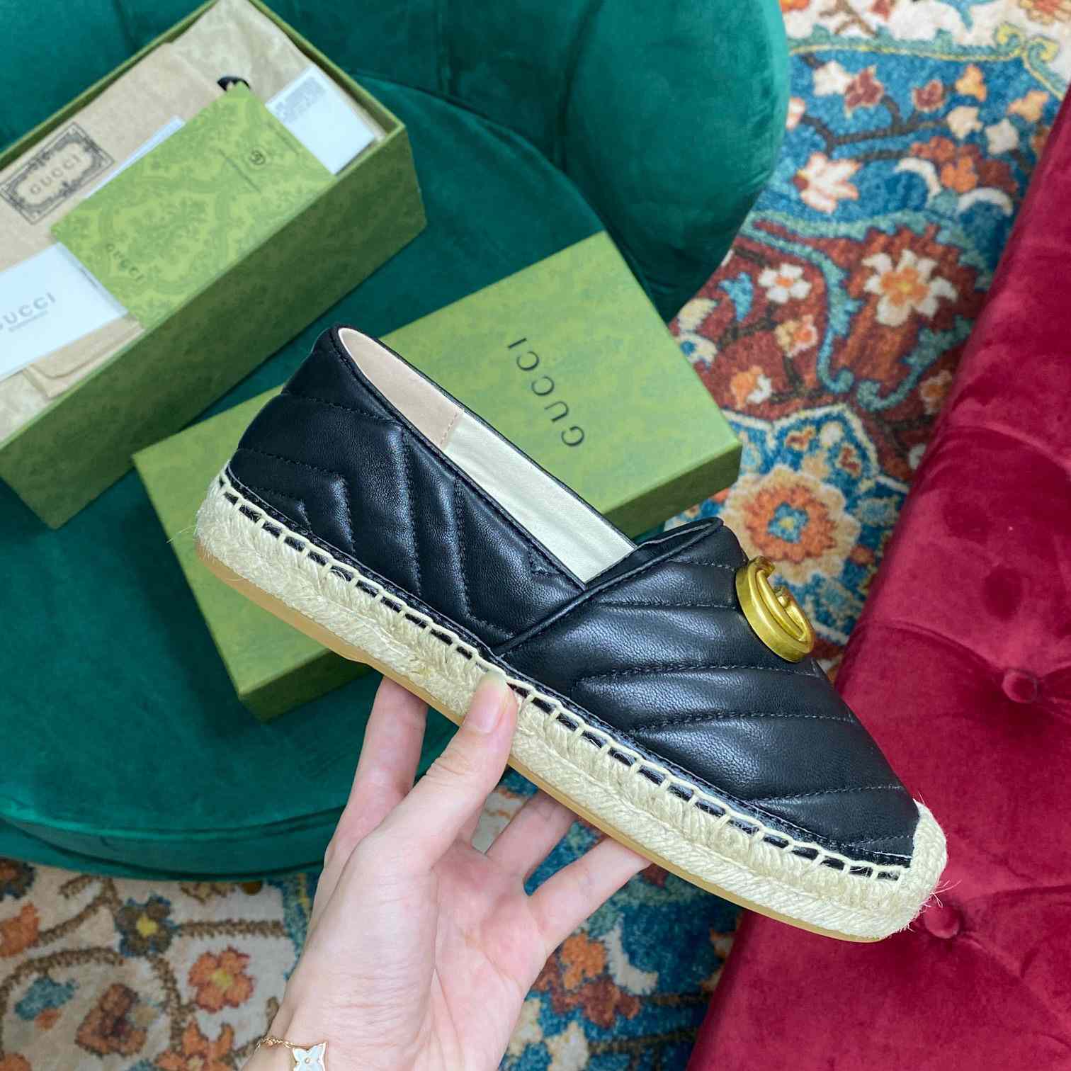 Gucci Leather Espadrille With Double G - 