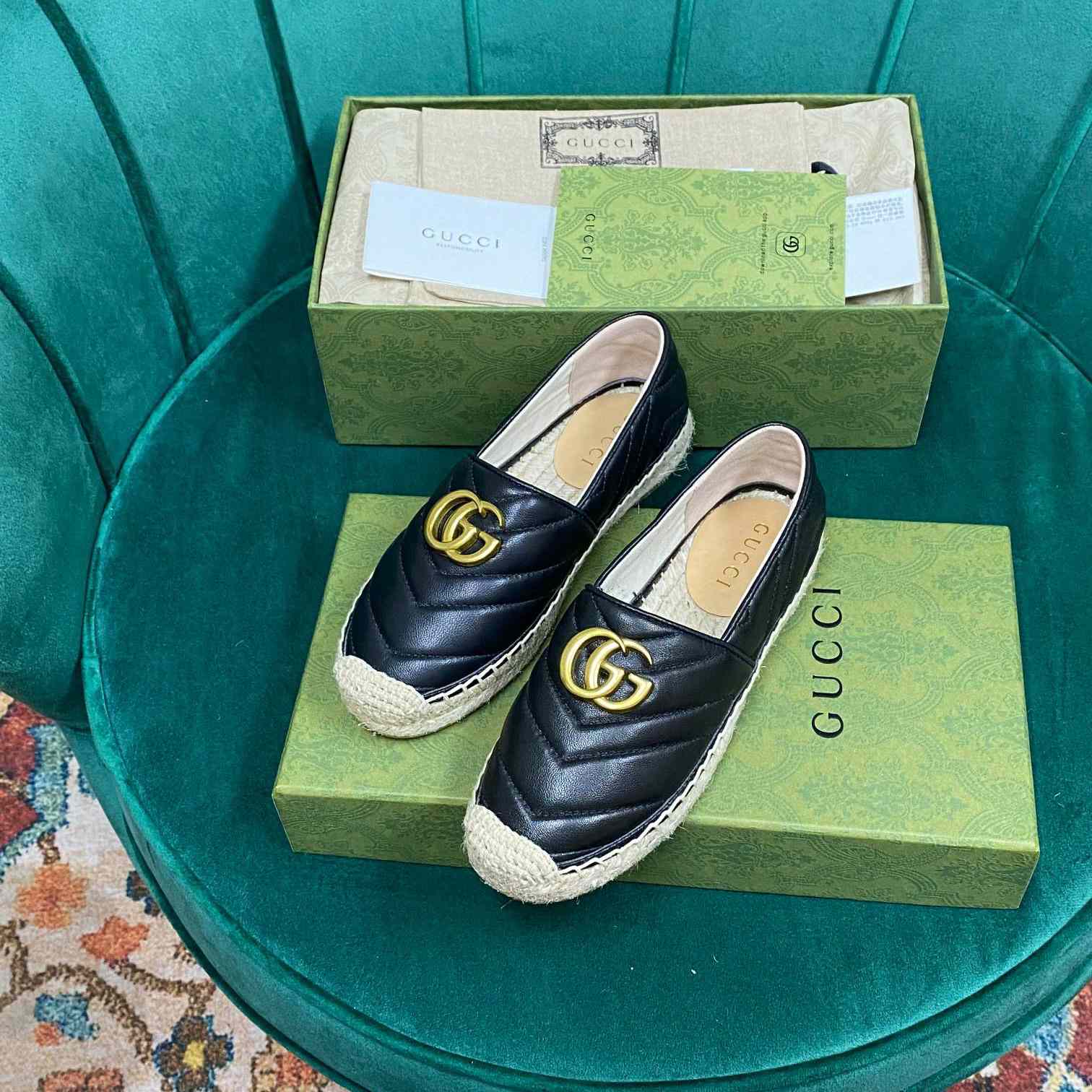 Gucci Leather Espadrille With Double G - 