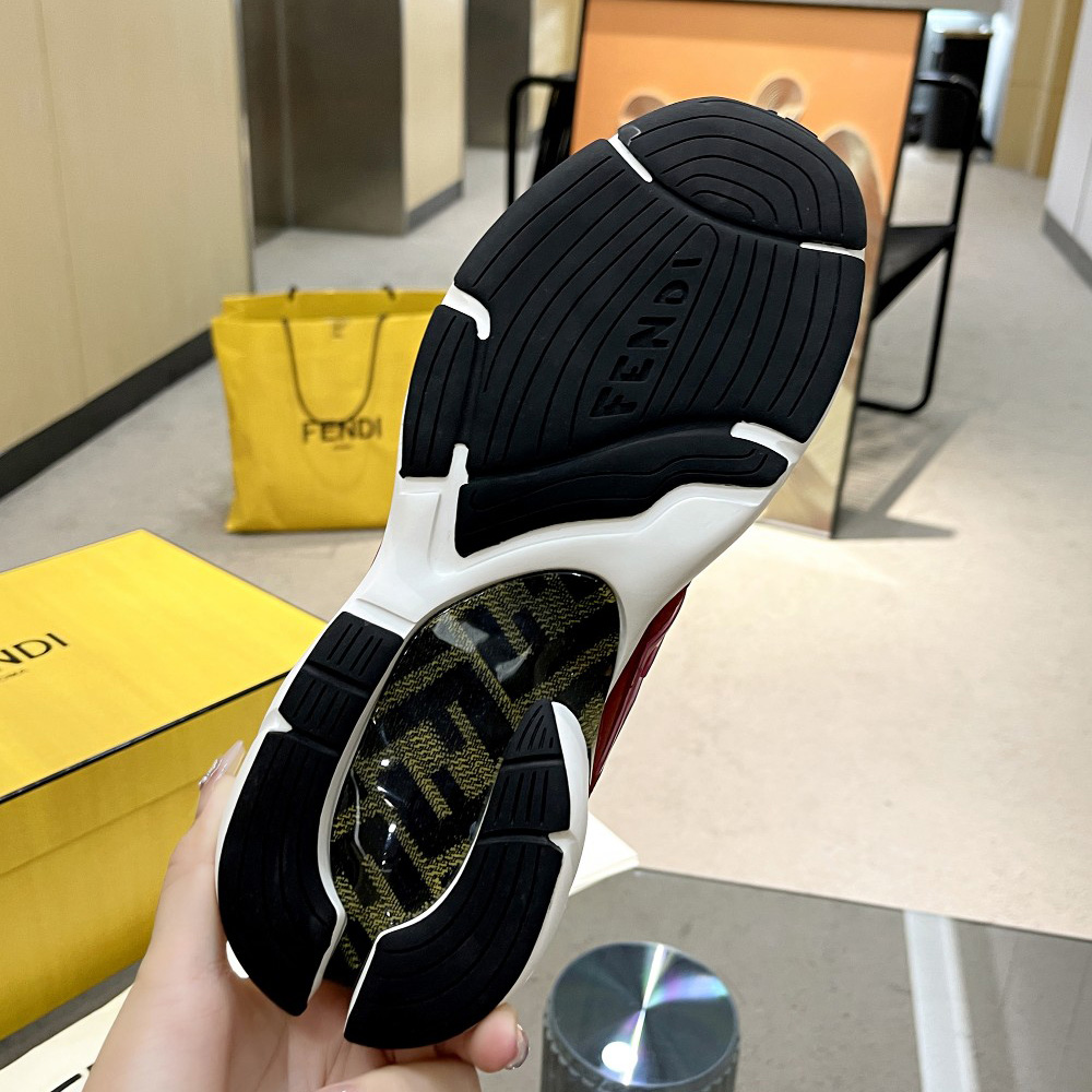 Fendi Faster Trainers Burgundy Nubuck Leather Low-Tops Sneakers - 