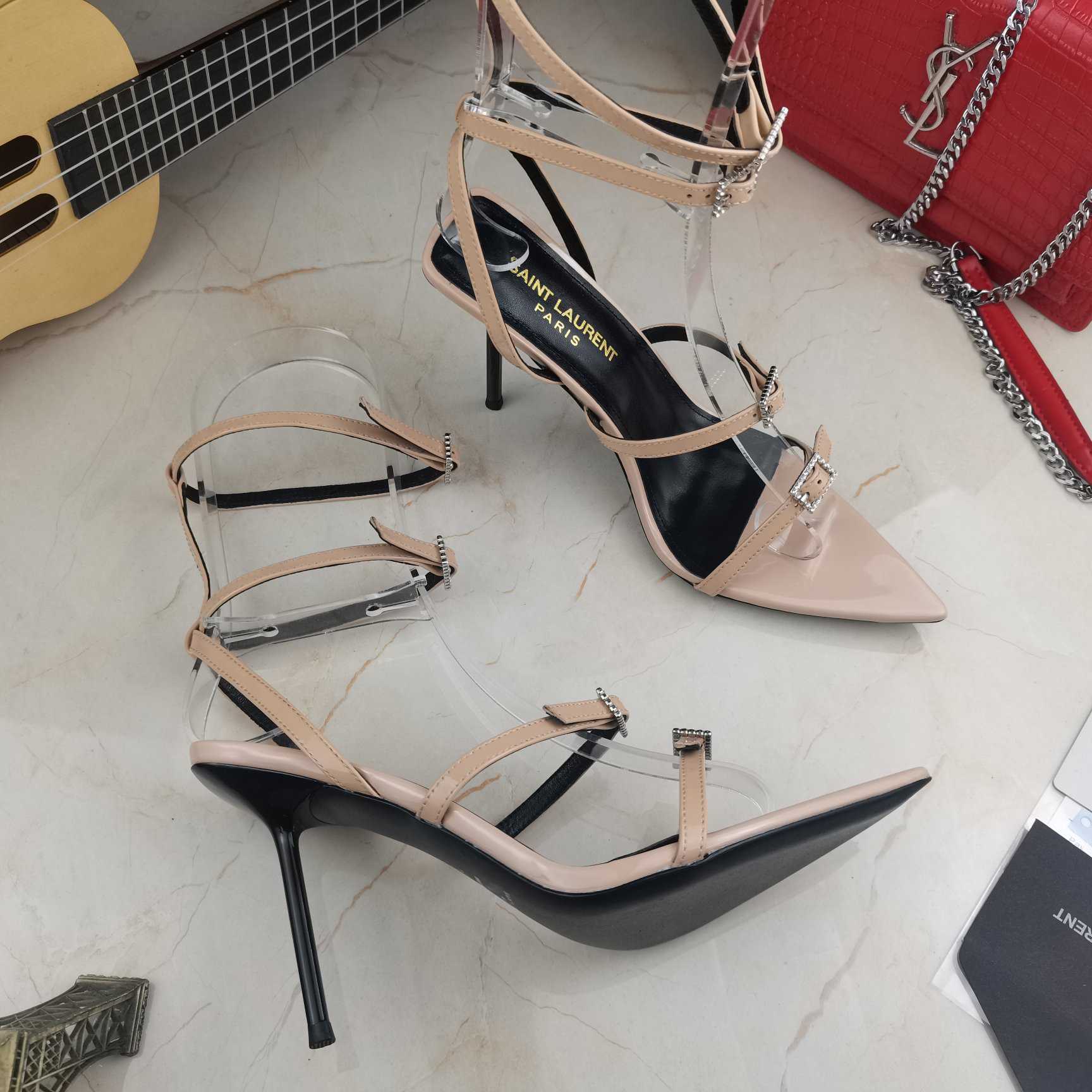 Saint Laurent Nuit Sandals In Lacquered Ayers - DesignerGu