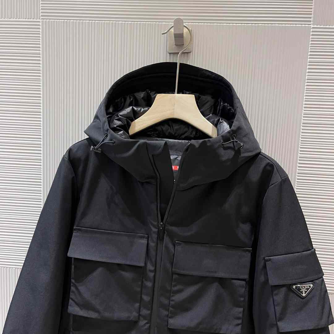 Prada Logo Hooded Puffer Jacket - 