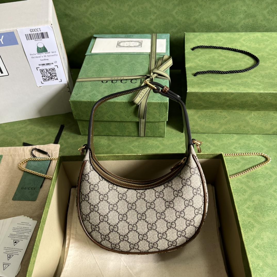 Gucci Half-Moon-Shaped Mini Bag With Interlocking G(22-12.5-5cm)   - DesignerGu