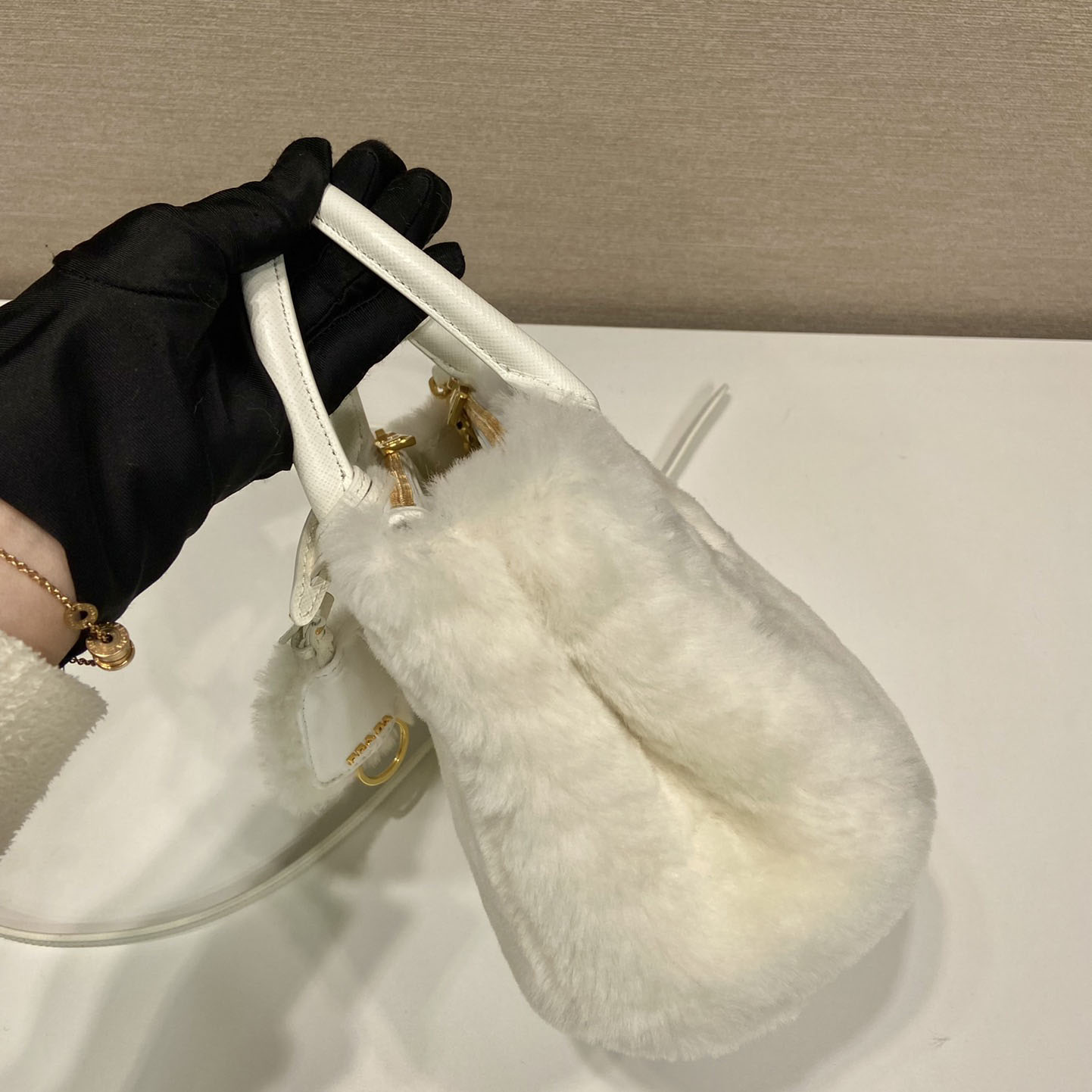 Prada Galleria Shearling Mini-Bag - 