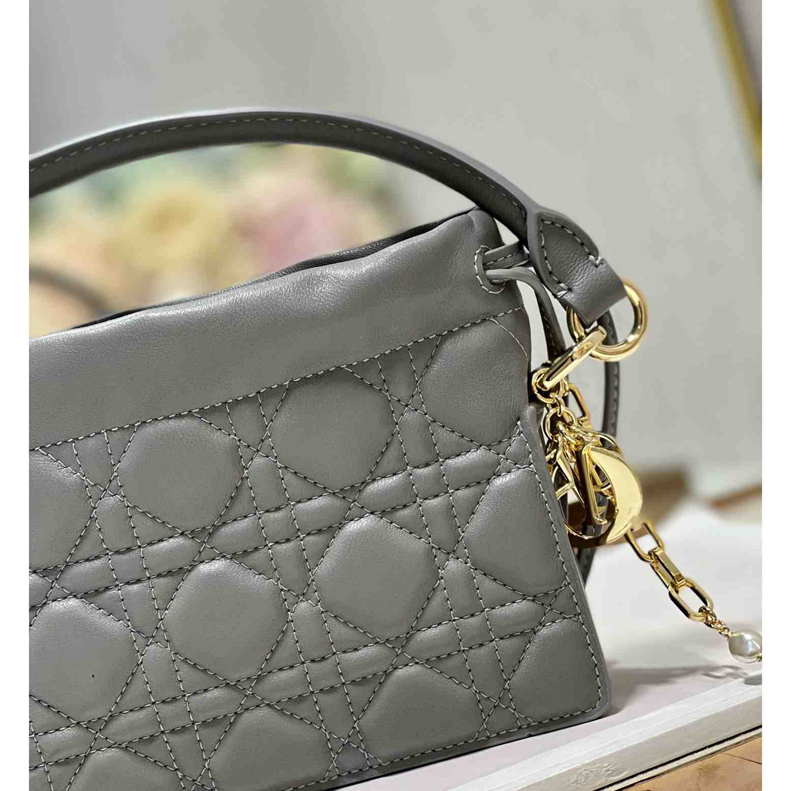 Dior Lady Dior Top Handle Drawstring Mini Bag - 