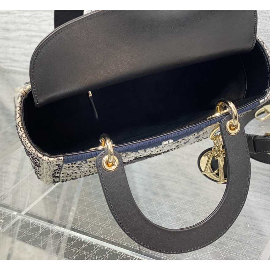 Dior Embroidered La Roue La Fortune Tarot Medium Lady Dior Blue - 