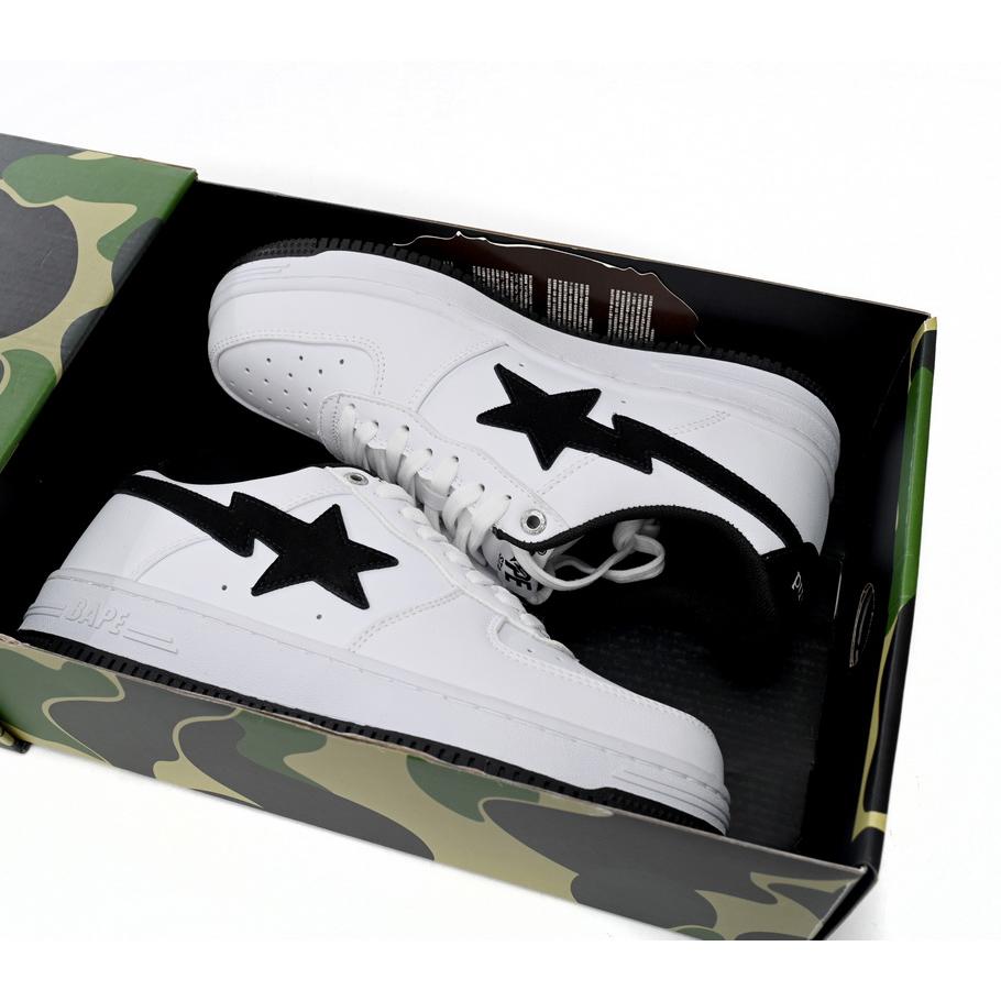 Bape Sta Sta Low White And Black Tick Sneaker     1173-191-912  - 