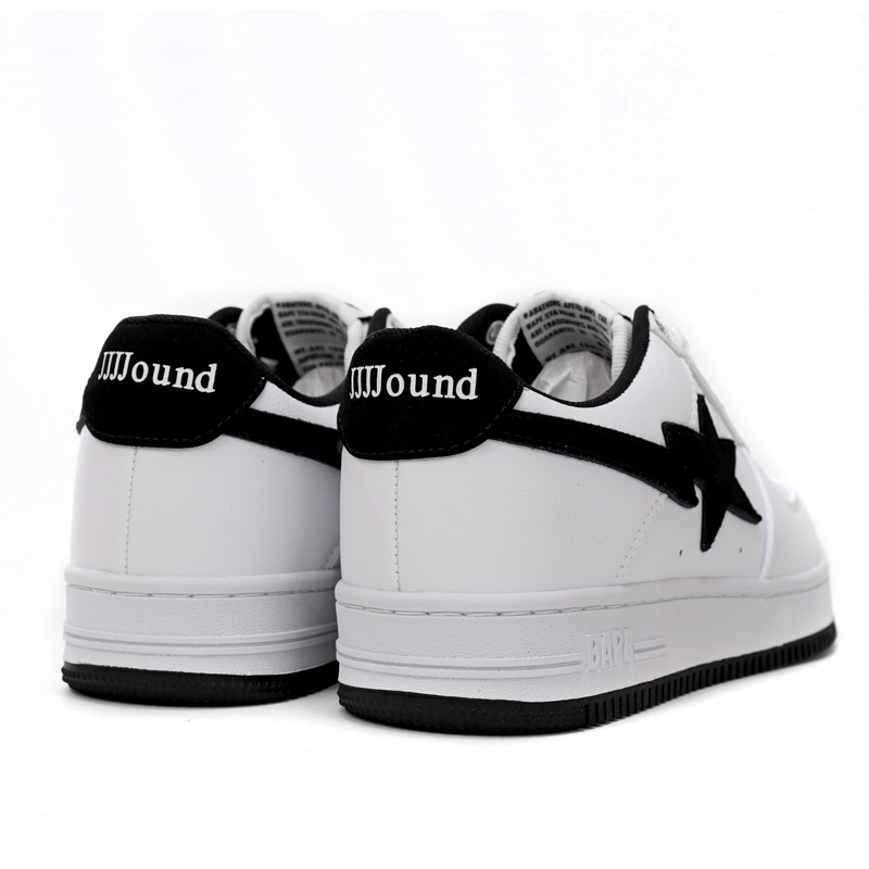 Bape Sta Sta Low White And Black Tick Sneaker     1173-191-912  - 