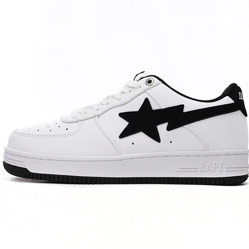 Bape Sta Sta Low White And Black Tick Sneaker     1173-191-912  - 