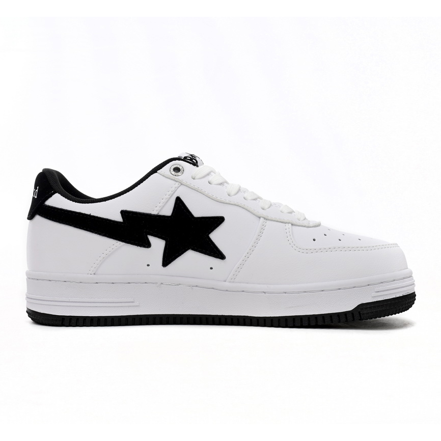 Bape Sta Sta Low White And Black Tick Sneaker     1173-191-912  - 
