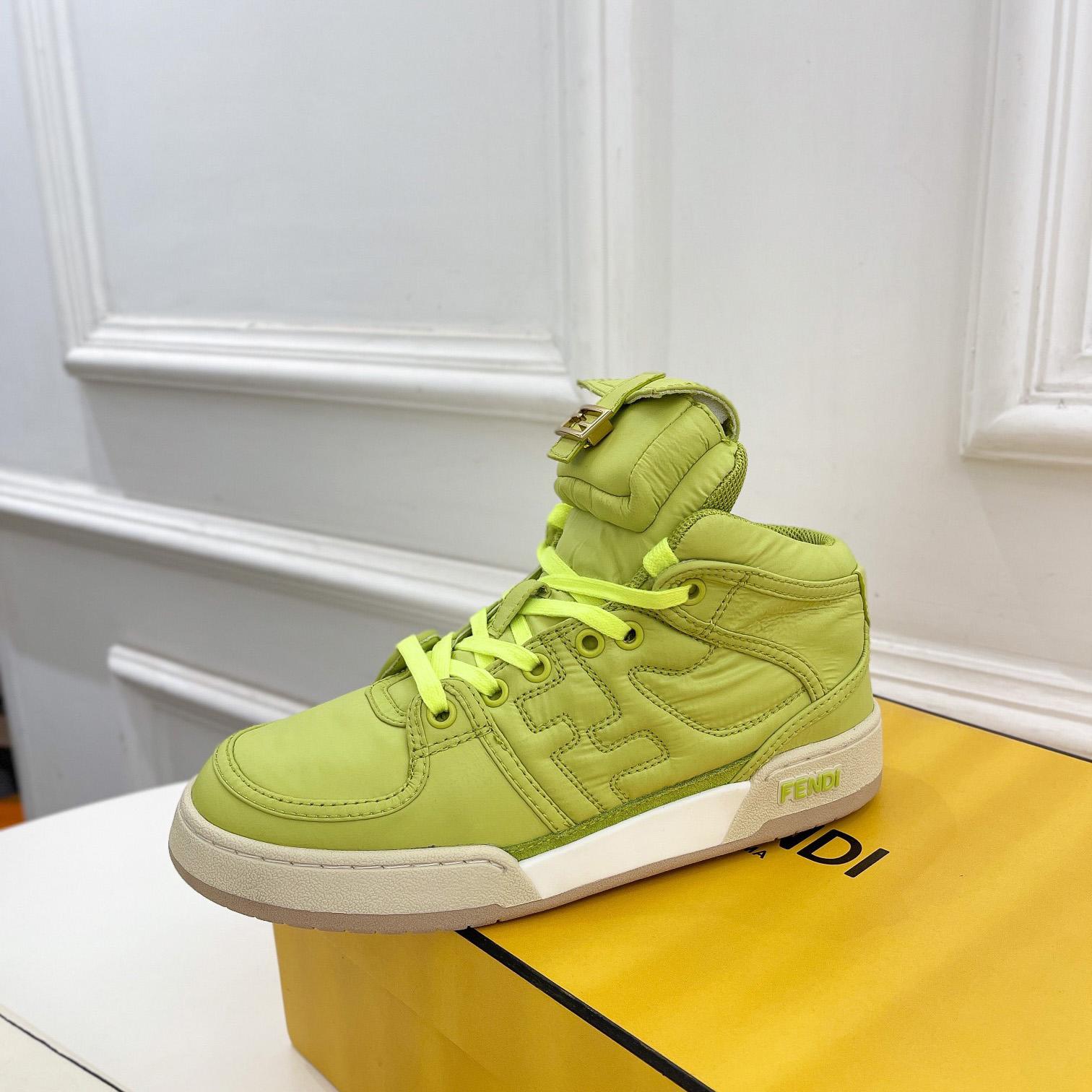 Fendi Match Acid Green Nylon High-Tops Sneaker - DesignerGu
