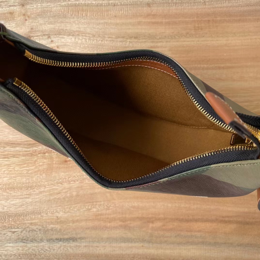 Celine Canvas Calfskin Camouflage Ava Logo Triomphe Shoulder Bag Khaki (24.5-18-7.5cm) - DesignerGu