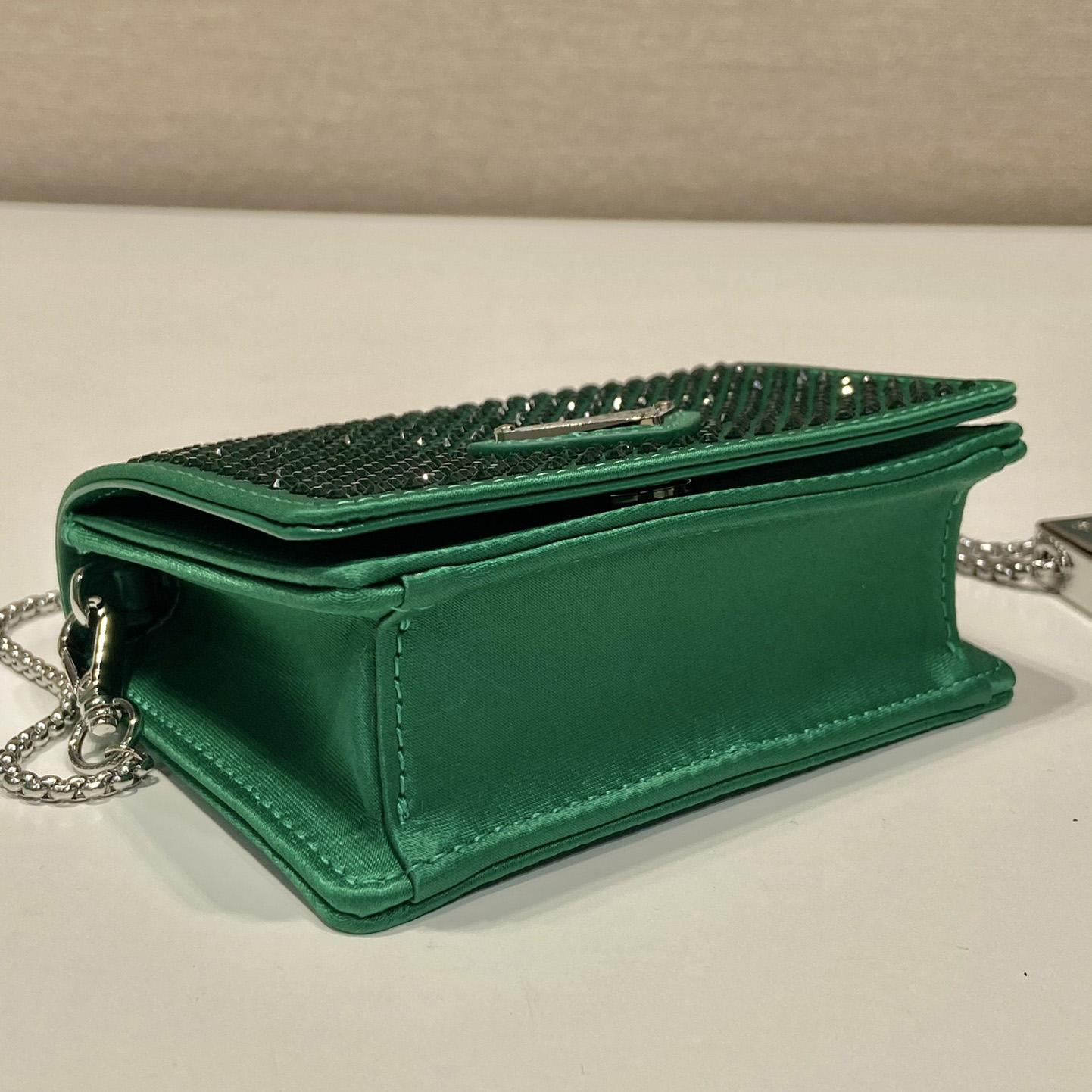Prada Cardholder With Shoulder Strap And Crystals - 
