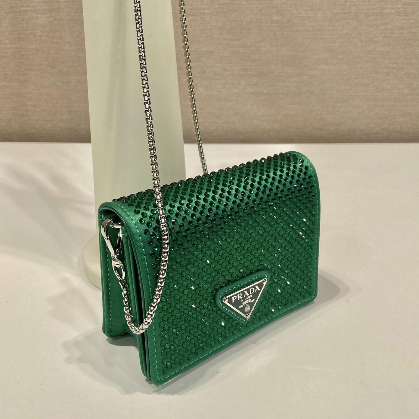 Prada Cardholder With Shoulder Strap And Crystals - 