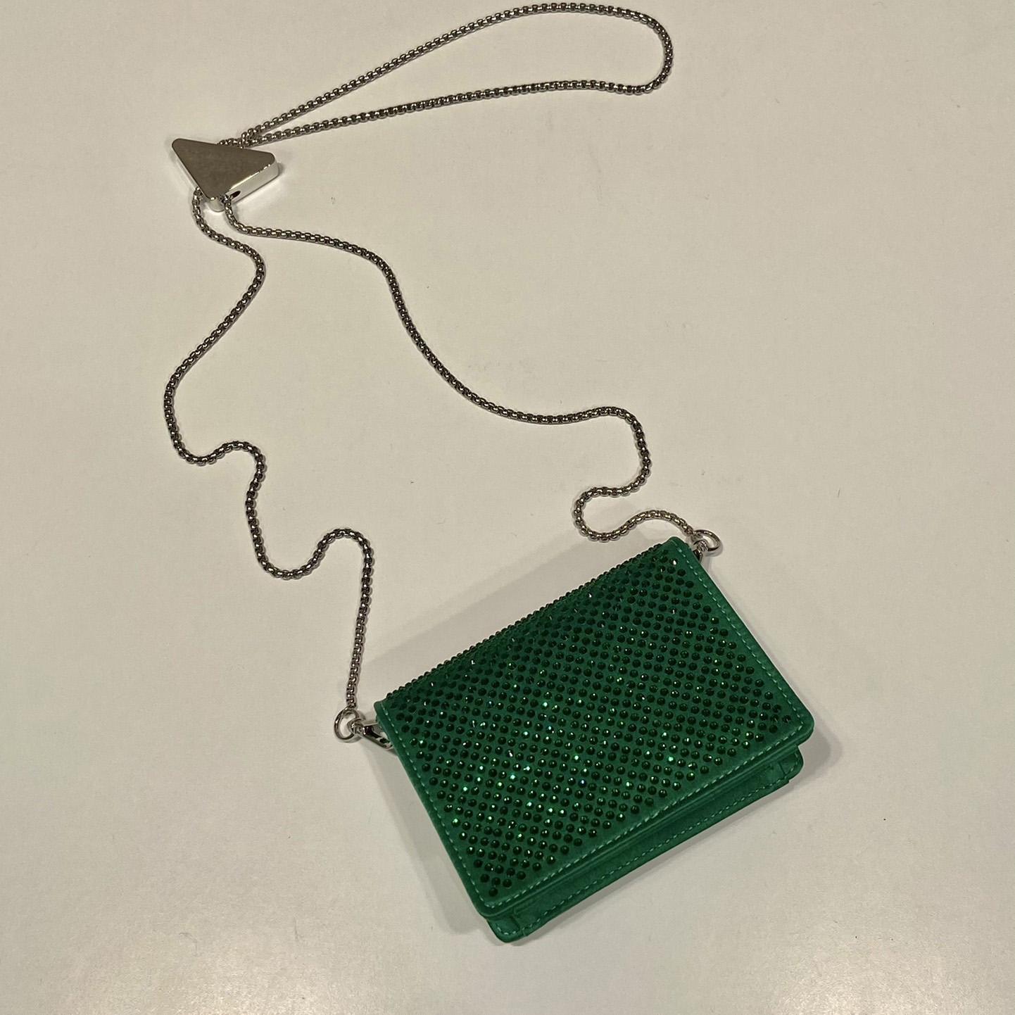 Prada Cardholder With Shoulder Strap And Crystals - 
