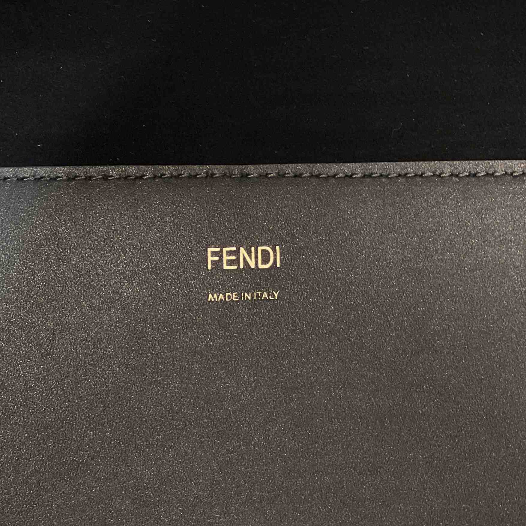 Fendi Sunshine Medium Dark Gray Leather And Elaphe Shopper - 