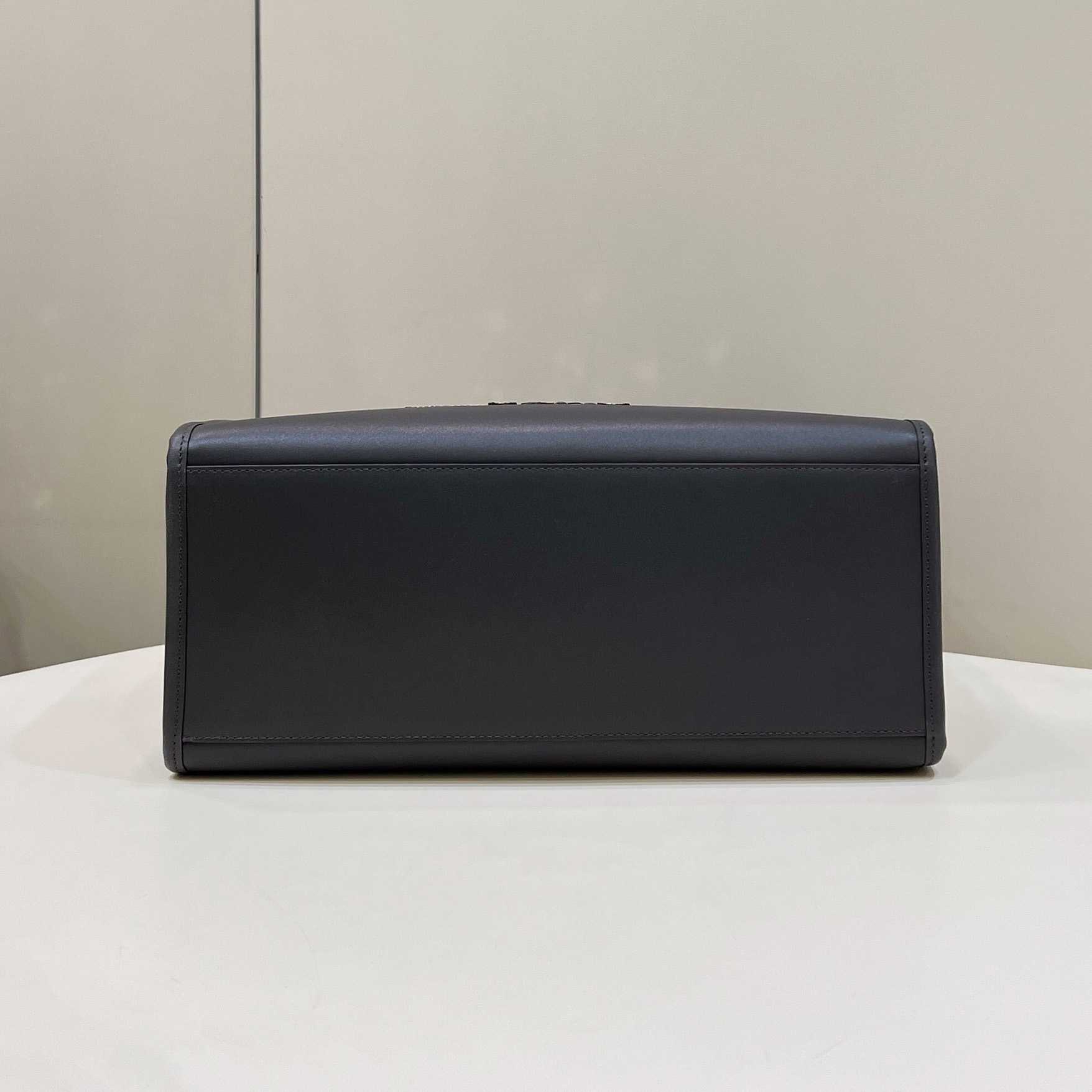 Fendi Sunshine Medium Dark Gray Leather And Elaphe Shopper - 