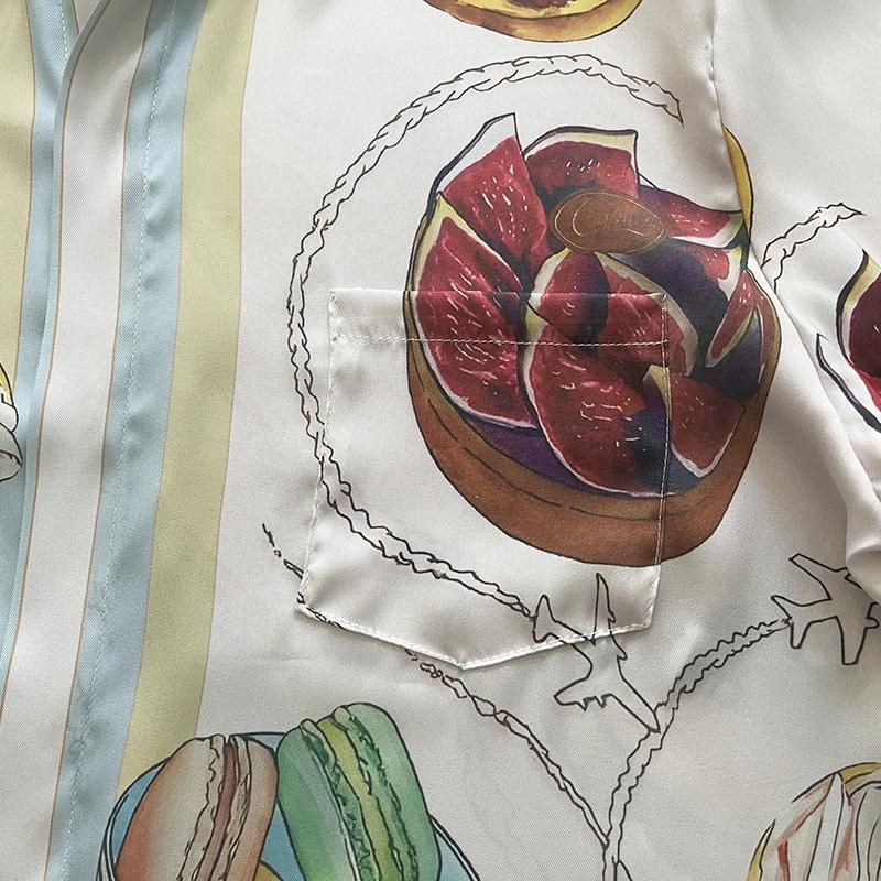 Casablanca Patisseries En Vol Cuban Collar Silk Shirt - 