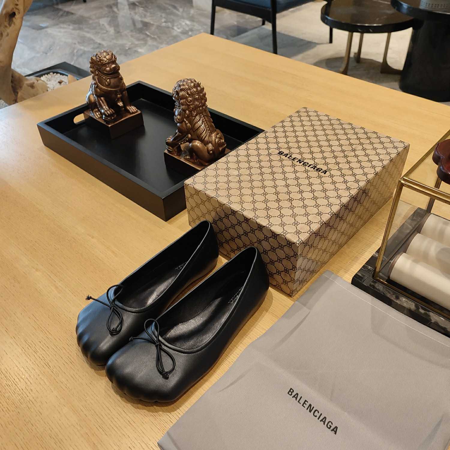 Balenciaga Women's Black Fetish Ballerina Flats - 