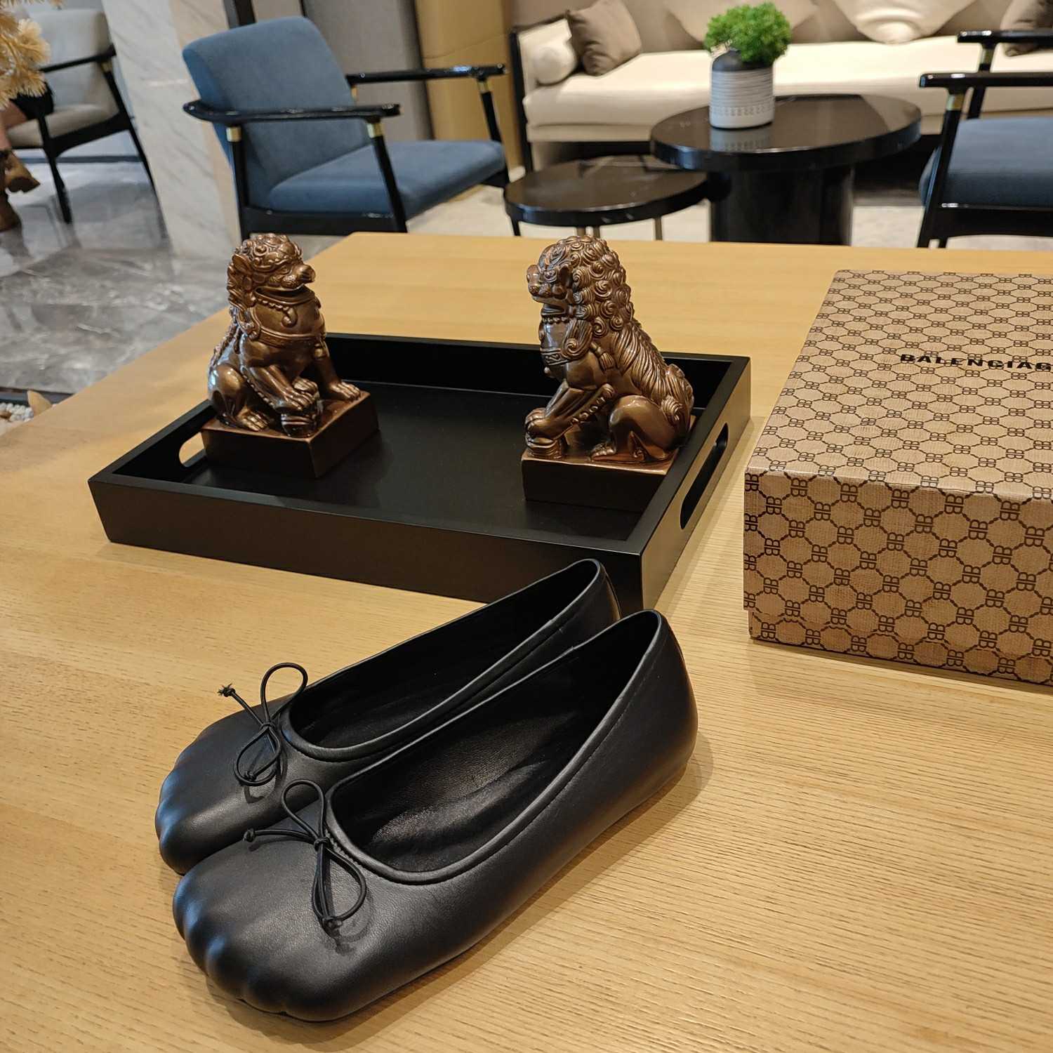 Balenciaga Women's Black Fetish Ballerina Flats - 