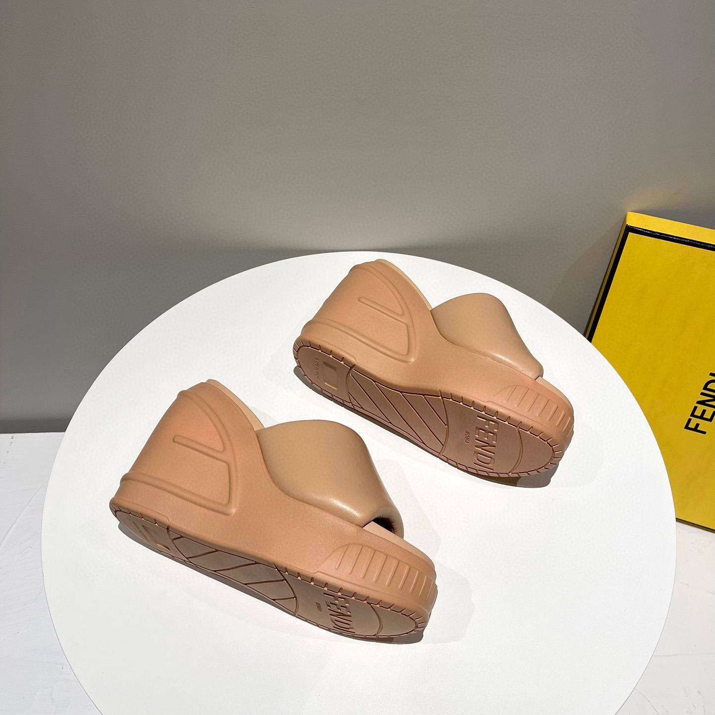 Fendi Fashion Show Beige Nappa Leather Slides - 