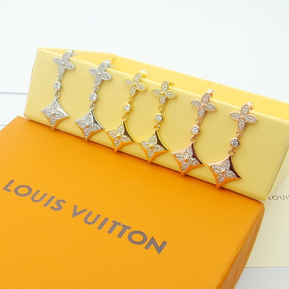 Louis Vuitton Color Blossom Long Earrings, White Gold And Diamonds   Q96501 - 