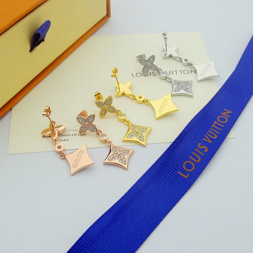 Louis Vuitton Color Blossom Long Earrings, White Gold And Diamonds   Q96501 - 