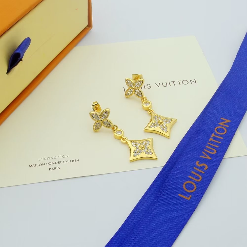 Louis Vuitton Color Blossom Long Earrings, White Gold And Diamonds   Q96501 - 