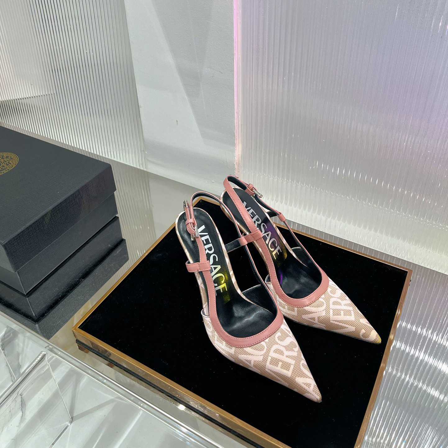 Versace Logo-jacquard 110mm Slingback Pumps - DesignerGu