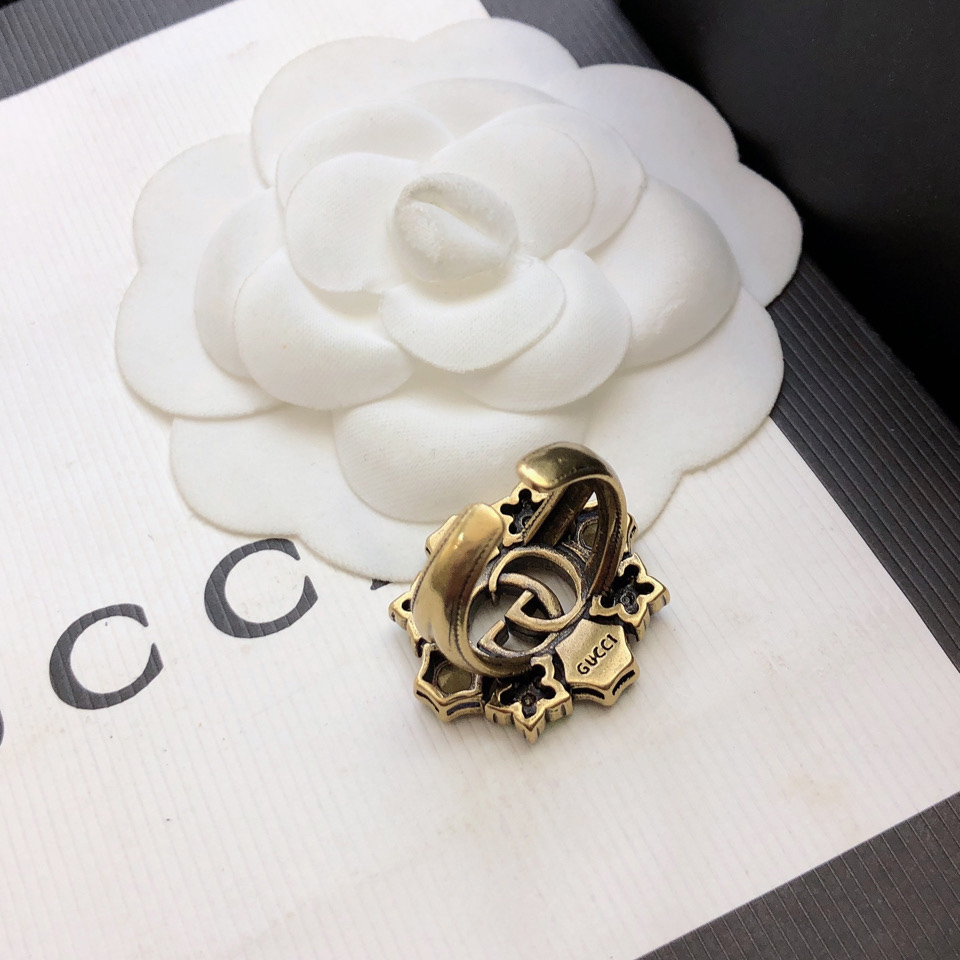 Gucci Double G Crystal Flower Ring - 