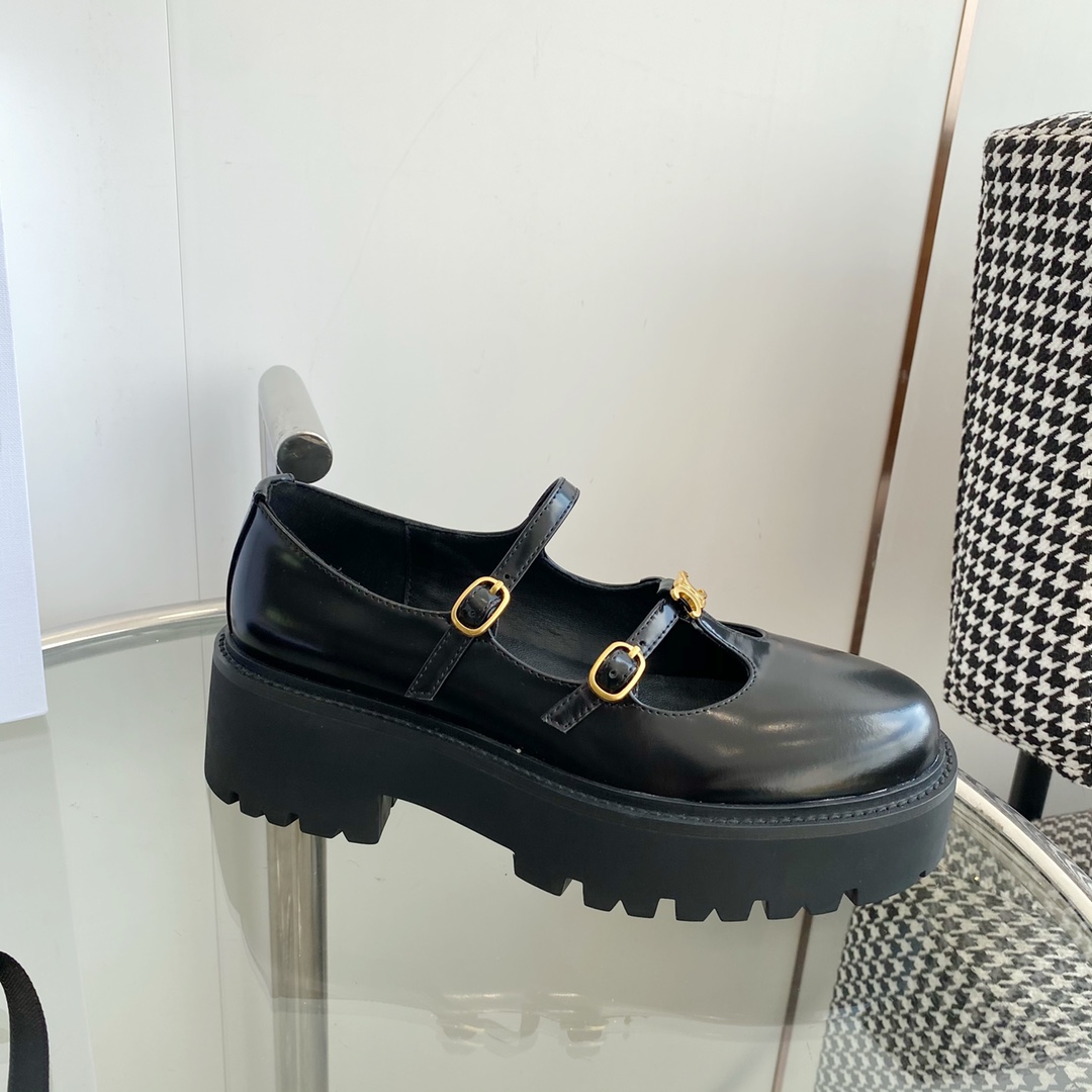 Celine Bulky Babies Triomphe In Polished Bull Black - 