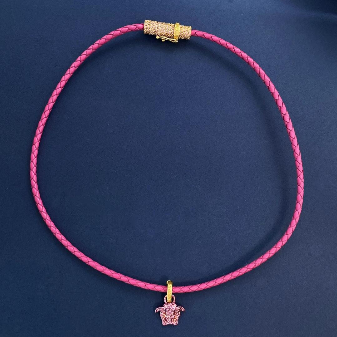 Versace Medusa Pendant Leather Necklace - DesignerGu
