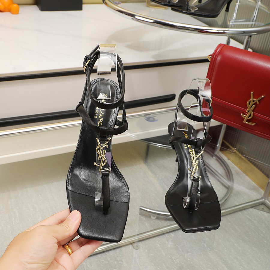 Saint Laurent Cassandra 65mm Leather Sandal    - 