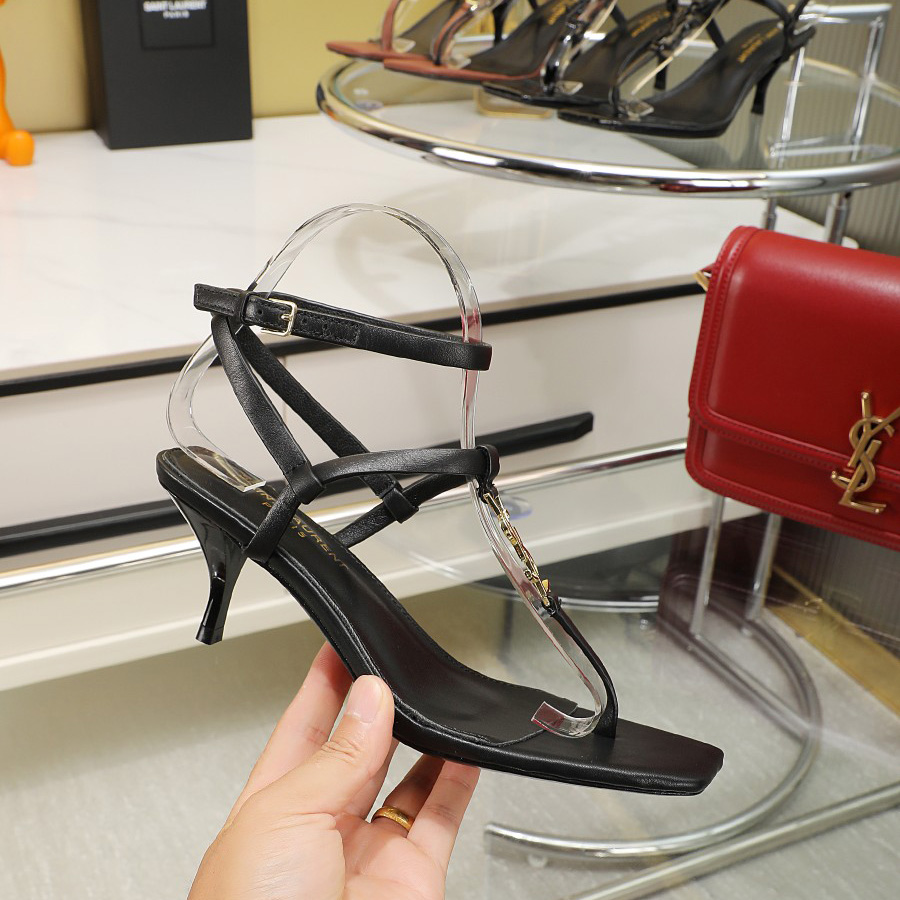 Saint Laurent Cassandra 65mm Leather Sandal    - 