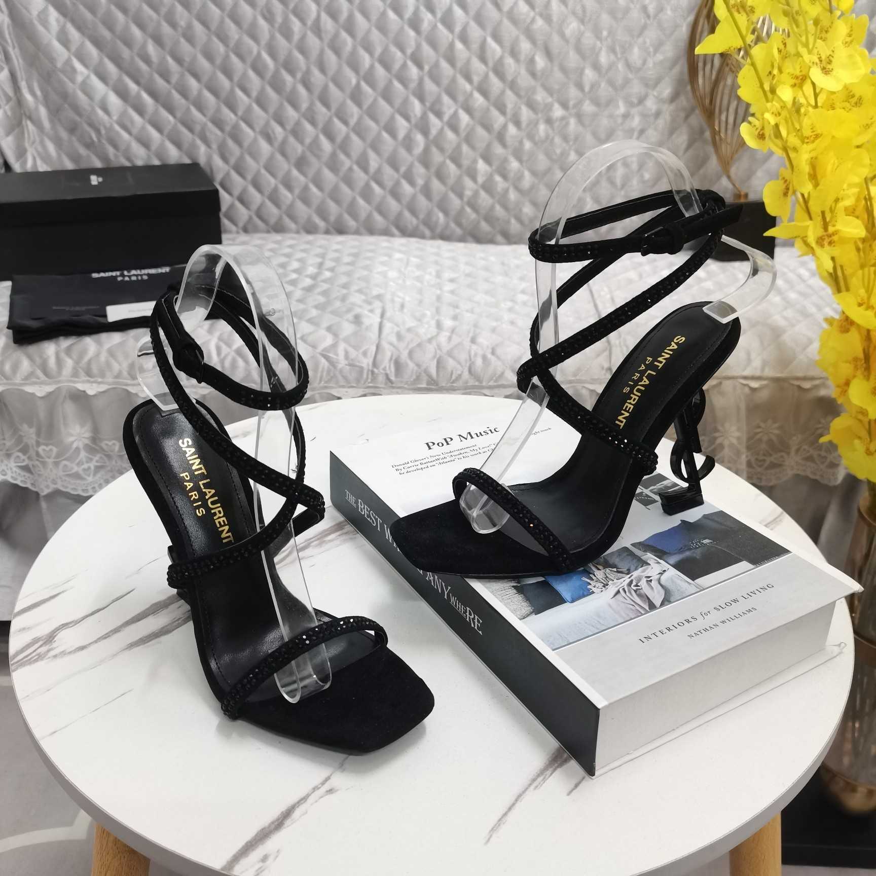 Saint Laurent Opyum Embellished Satin Sandals - 